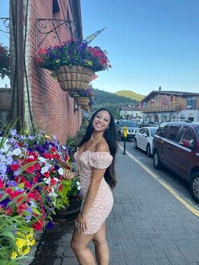 Lulu’s Reason to Be Peach Floral Print Off-the-Shoulder Mini Dress